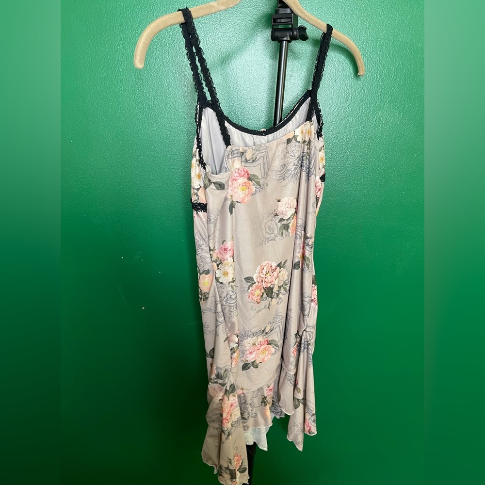 Tic Toc VTG 90s Y2K Lace trim Floral Mesh Mini Babydoll dress Sz L - Picture 6 of 9